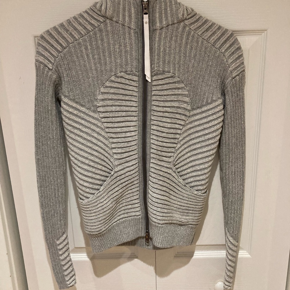 lululemon athletica Gray Ribbed Zip-Up Cardigan